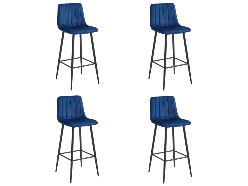 Family tabouret de bar pozza - velours bleu marine pieds noirs x 4  - Conforama A