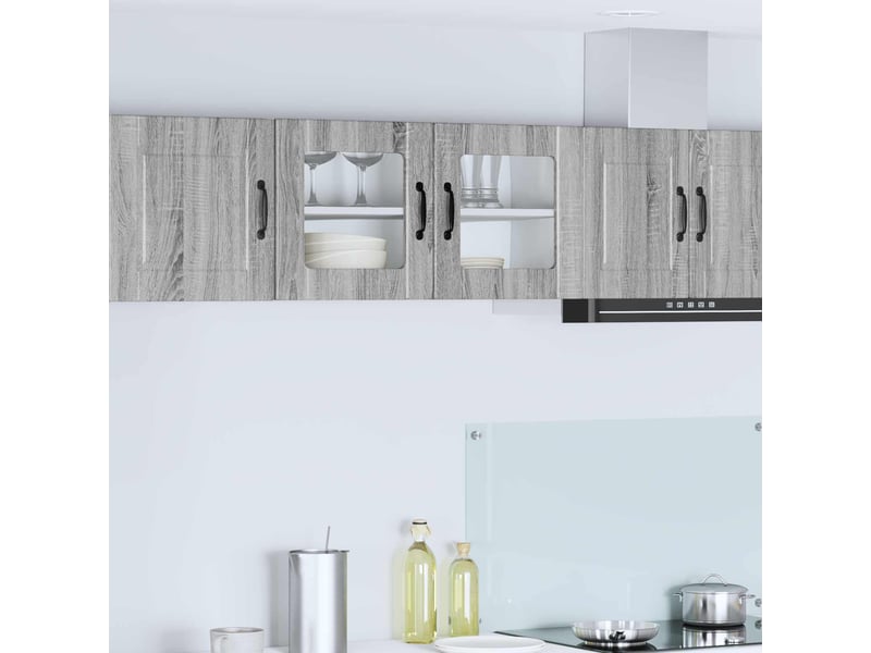  Meuble mural de cuisine, cabinet en verre mural gris sonoma 80x31x40cm  - Conforama B