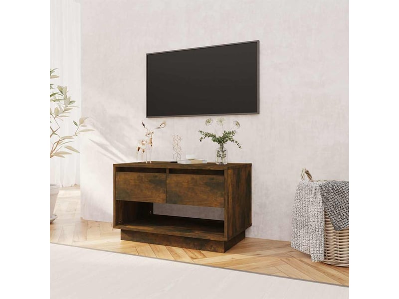  Meuble tv - banc tv - meuble de rangement chêne fumé 70x41x44 cm bois d'ingénierie  - Conforama C