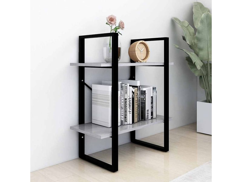  Bibliothèque à 2 niveaux, armoire à livres gris béton 60x30x70 cm bois ingénierie  - Conforama C