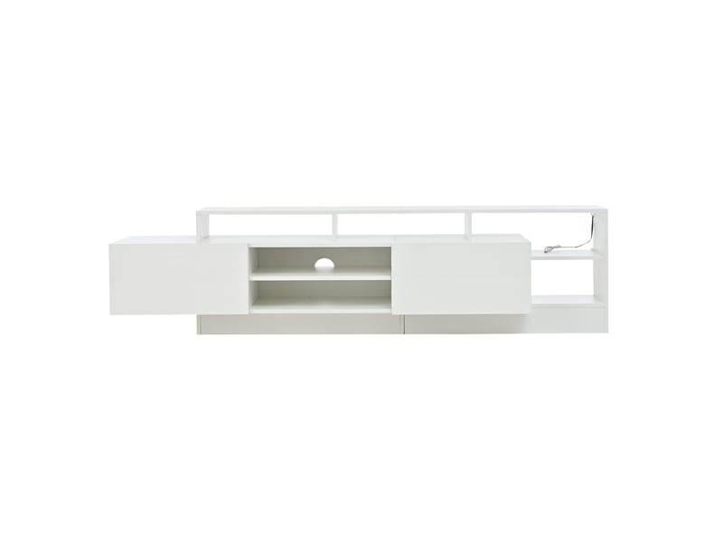  Meuble tv 190x40x48,5 cm - finition brillante, éclairage led, rangements ouverts - design moderne  - Conforama A