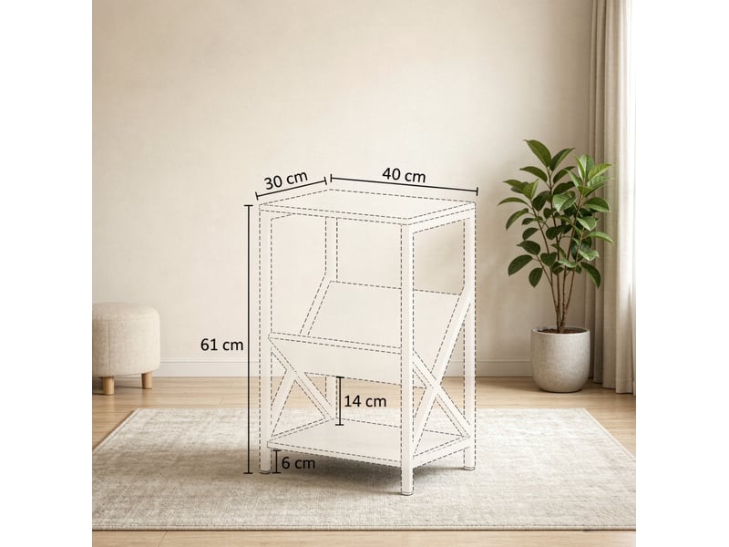  Table d'appoint 40x30x61 cm 3 niveaux panneau de particules et métal gris foncé  - Conforama E