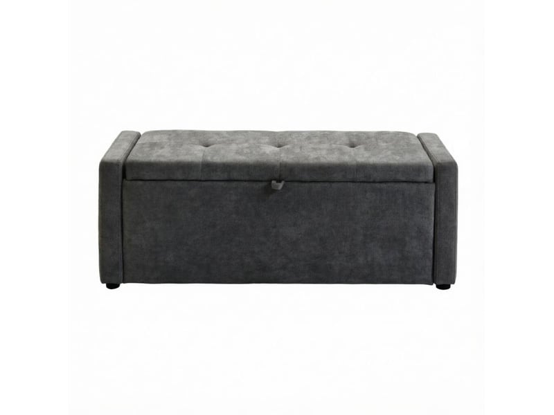  Banc de rangement tcqpz 122 x 48 x 44 cm coffre caché gris foncé tissu polyester  - Conforama A