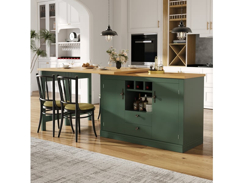  Bar extensible modenvie 120-180 x 40 x 76 cm avec rangement en mdf vert antique  - Conforama D