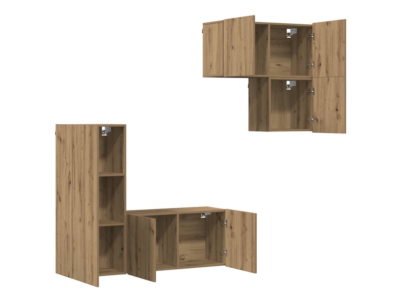 Meuble tv - banc tv - meuble de rangement 4 pcs chêne artisanal bois d'ingénierie  - Conforama E