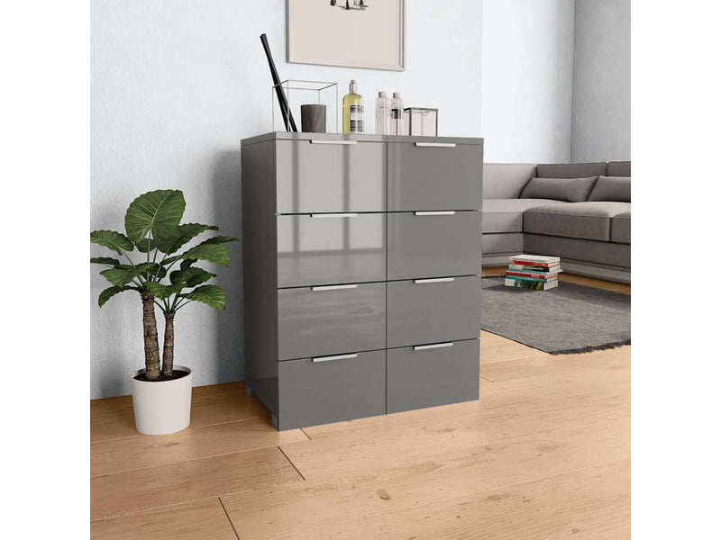  Buffet - bahut - meuble de rangement gris brillant 60x35x80 cm bois d'ingénierie  - Conforama B