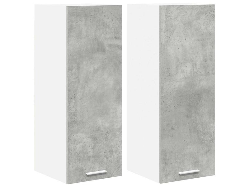 Meuble de rangement, armoire suspendue 2 pcs gris béton et blanc bois d'ingénierie shl1042 - Conforama A