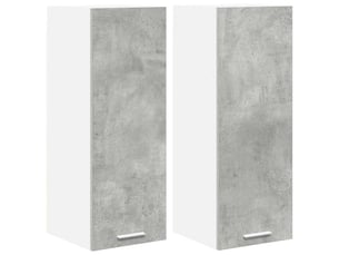 Meuble de rangement, armoire suspendue 2 pcs gris béton et blanc bois d'ingénierie shl1042
