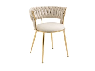Chaise de salle à manger tcqpz lot de 2 en velours ivoire avec accoudoirs dossier ajouré pieds en métal doré 57 x 43 x 70 cm