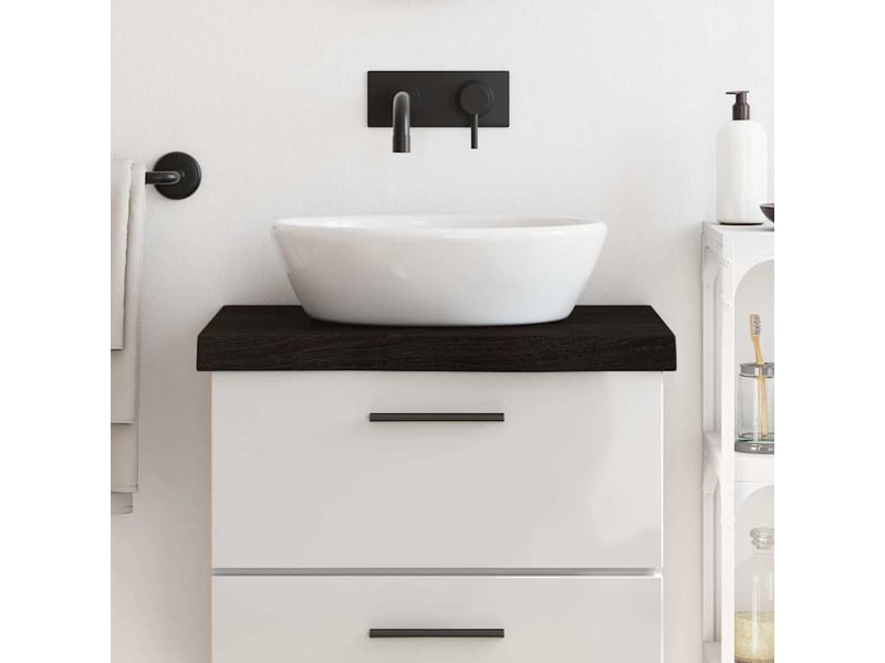  Comptoir de salle de bain, plan de travail marron foncé bois massif traité cf65863  - Conforama B