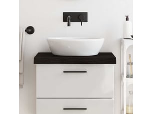 Comptoir de salle de bain, plan de travail marron foncé bois massif traité cf65863