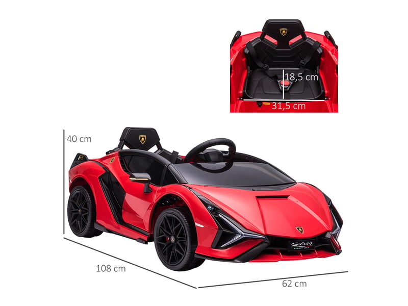  Voiture électrique enfant lamborghini sian 12 v, vitesse max. 5 kmh, télécommande 2,4g, effets sonores et lumineux  - Conforama E