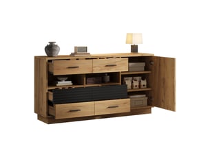 Buffet 1 porte(s) 6 tiroir(s) <strong></strong> <strong>Seren Glow</strong> - 140 cm coloris naturel