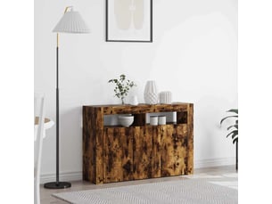 Buffet - bahut - meuble de rangement chêne fumé 116 x 30 x 75 cm bois d'ingénierie