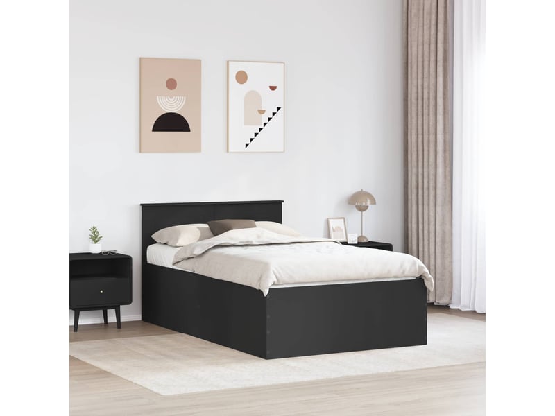  Lit double- lit adulte -  cadre de lit noir 120 x 190 cm bois d'ingénierie  - Conforama B