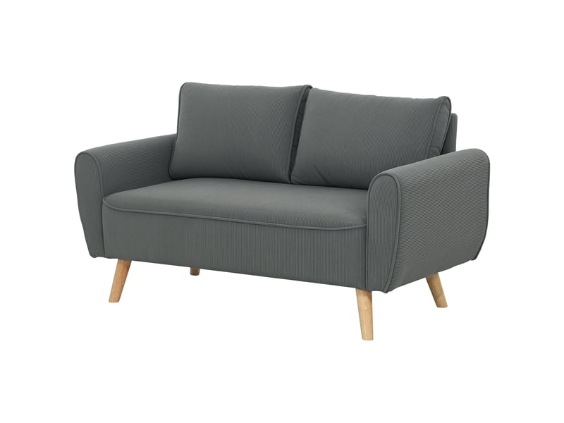  Canapé droit 2 places en velours côtelé 2 coussins anthracite 145 x 75 x 78 cm  - Conforama B