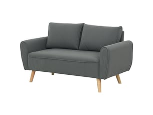 Canapé droit 2 places en velours côtelé 2 coussins anthracite 145 x 75 x 78 cm