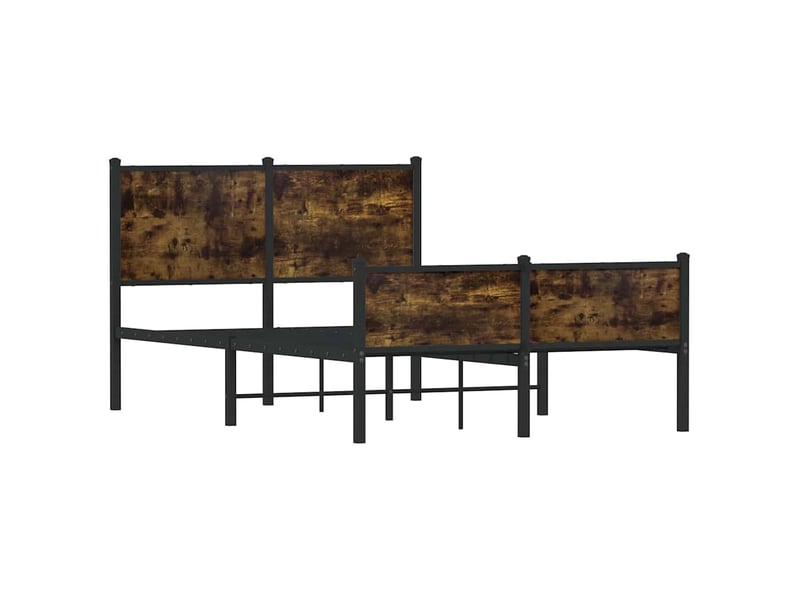  Lit double- lit adulte -  cadre de lit en métal sans matelas chêne fumé 120x190 cm  - Conforama B
