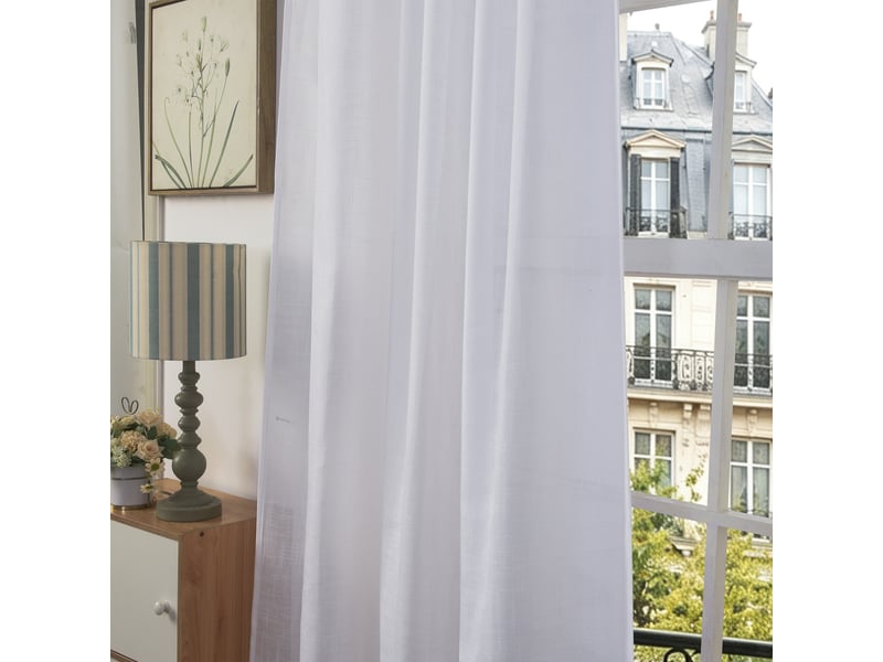  Rideau ajustable 140 x 270 cm + 8 anneaux pinces effet lin evasion neige CP-EVASION-NEIGE - Conforama C