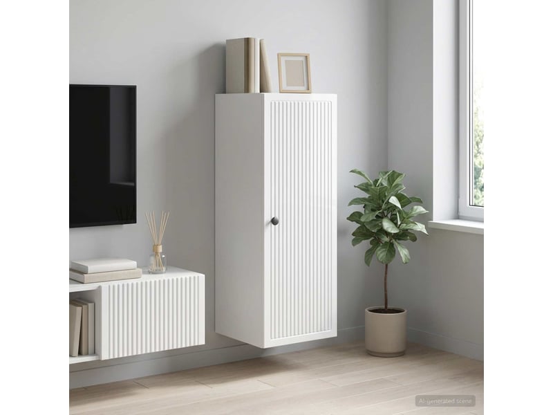 Armoire murale salon, meuble de rangement blanc brillant 33 x 34,5 x 90 cm shl2891  - Conforama B