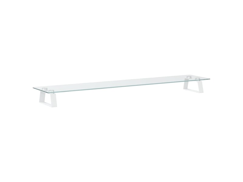  Support de moniteur table meuble bureau 100 x 20 x 8 cm verre trempé et métal blanc 02_0044823  - Conforama A