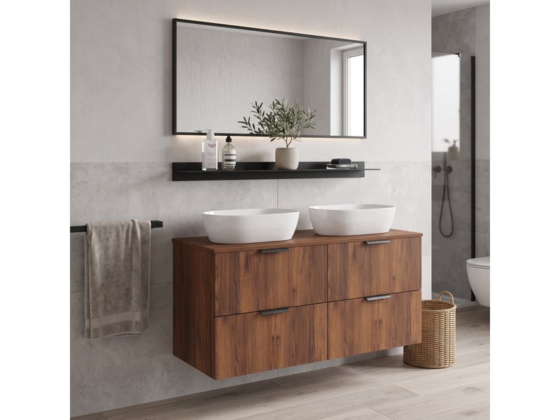  Meuble sous vasque suspendu luna effet noyer warmia 120 cm  - Conforama W