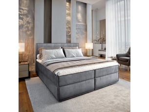Lit avec rangement 140x200 cm <strong>MASSENO</strong>  <strong></strong> coloris gris