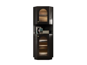 Armoire de salle de bains d'angle 45 x 45 x 166,5 cm noire en mdf, avec éclairage et rangements