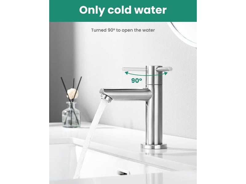  Robinet lave main eau froide avec bec hauteur 9,34 cm, robinet lavabo eau froide pour wc, mitigeur eau-froide uniquement pour salle de bain XLH-ZLS-014461ZLS - Conforama B