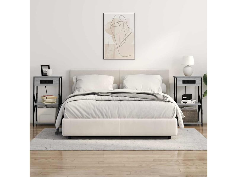 Table de chevet - cabinet de chevet - table de nuit avec étagère 2 pc gris sonoma 41 x 31 x 76 cm - Conforama C