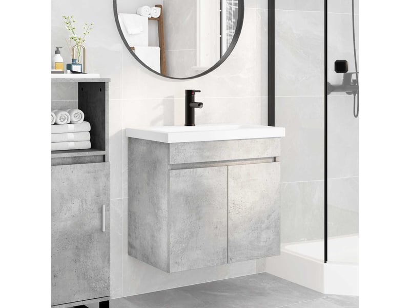  Meuble de rangement salle de bain avec robinet gris béton shl7472  - Conforama B