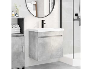 Meuble de rangement salle de bain avec robinet gris béton shl7472