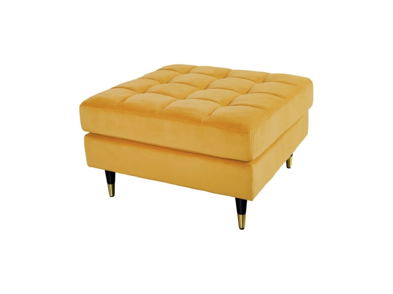  Pouf koliri jaune moutarde – design en velours capitonné et bois d'hévéa  - Conforama A