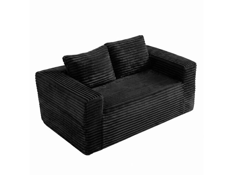  Canapé 2 places 160 x 88 x 58 cm noir en velours côtelé, assise profonde en mousse haute densité  - Conforama A