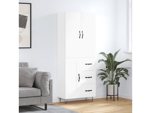 Buffet haut - bahut - meuble de rangement blanc 69,5x34x180 cm bois d'ingénierie