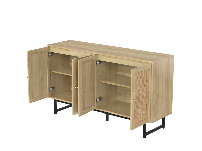 Buffet 4 portes avec étagères réglables pour salon en panneaux de particules 140×39,5×80 cm bois - Conforama D