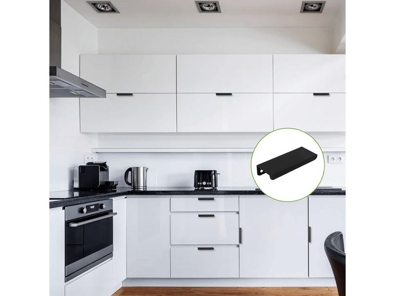  12 poignées de porte cachées pour armoires et tiroirs, poignée d'armoire invisible, la poignée de tiroir noire est fabriquée en alliage d'aluminium  - Conforama B