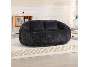 Canapé droit compressé fixe OKWISH 2 places Tissu noir