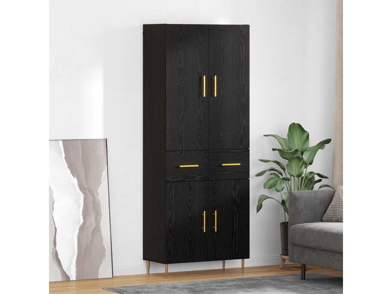  Buffet - haut armoire chêne noir 69,5 x 34 x 180 cm bois d'ingénierie  - Conforama B
