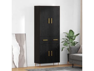Buffet - haut armoire chêne noir 69,5 x 34 x 180 cm bois d'ingénierie