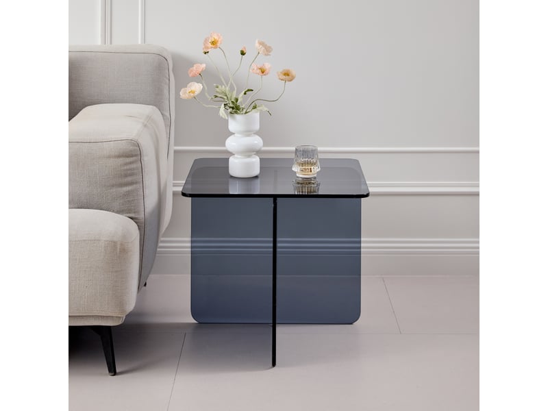 Table basse fixe polyvalente en verre trempé pour salon et extérieur 45×45×41 cm grise  - Conforama C