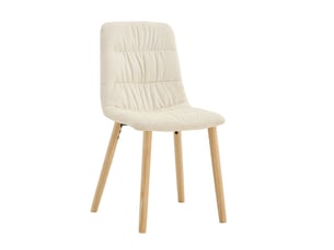 Chaises de salle à manger plissées – style nordique, pieds bois massif, tissu blanc, lot de 2, hauteur 88 cm
