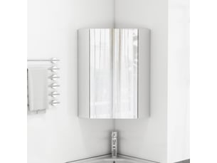 Meuble de salle de bain - 32.5x32.5x55.6 cm - meuble d'angle miroir suspendu prémonté avec 3 faces miroir & soft-close - blanc