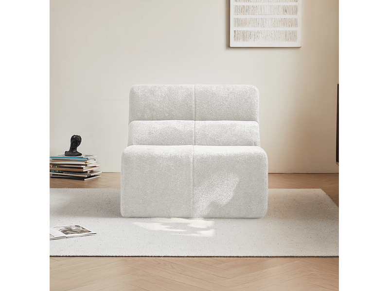  Fauteuil modenvie 1 place en velours blanc 94 x 110 x 79 cm sans pieds  - Conforama D