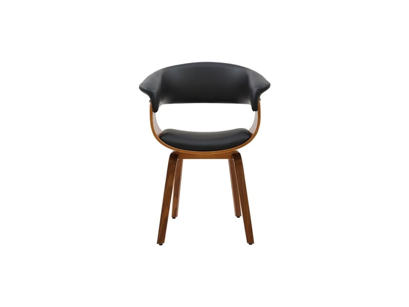  Chaise contemporaine nera en cuir artificiel noir et structure effet bois foncé avec accoudoirs  - Conforama E
