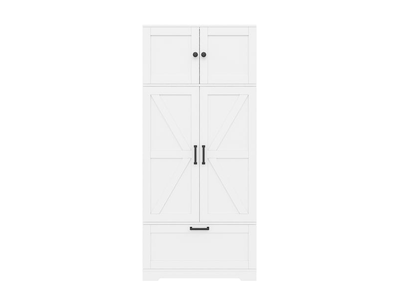 Meuble de cuisine muvano style campagne, armoire blanche 80 x 35 x 180 cm avec étagères réglables - Conforama A