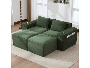 Canapé droit compressé fixe <strong>MAISENTIEL</strong> <strong></strong> 2 places Velours côtelé vert