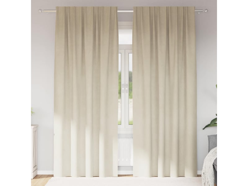  Lot de 2 rideaux, rideaux de fenêtre crème 140 x 260 cm velours cf44027  - Conforama B