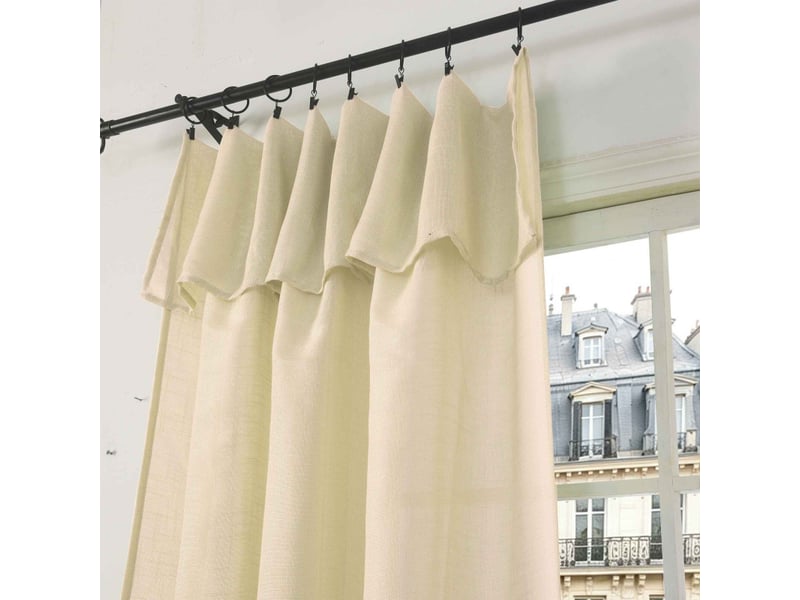Lot de 2 voilages ajustables + 8 anneaux pince 140 x 270 cm evasion polyester effet lin - Conforama D