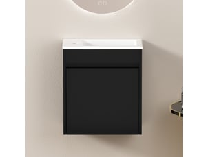 Meuble de salle de bain 46 cm avec rangement et porte à fermeture douce mdf noir